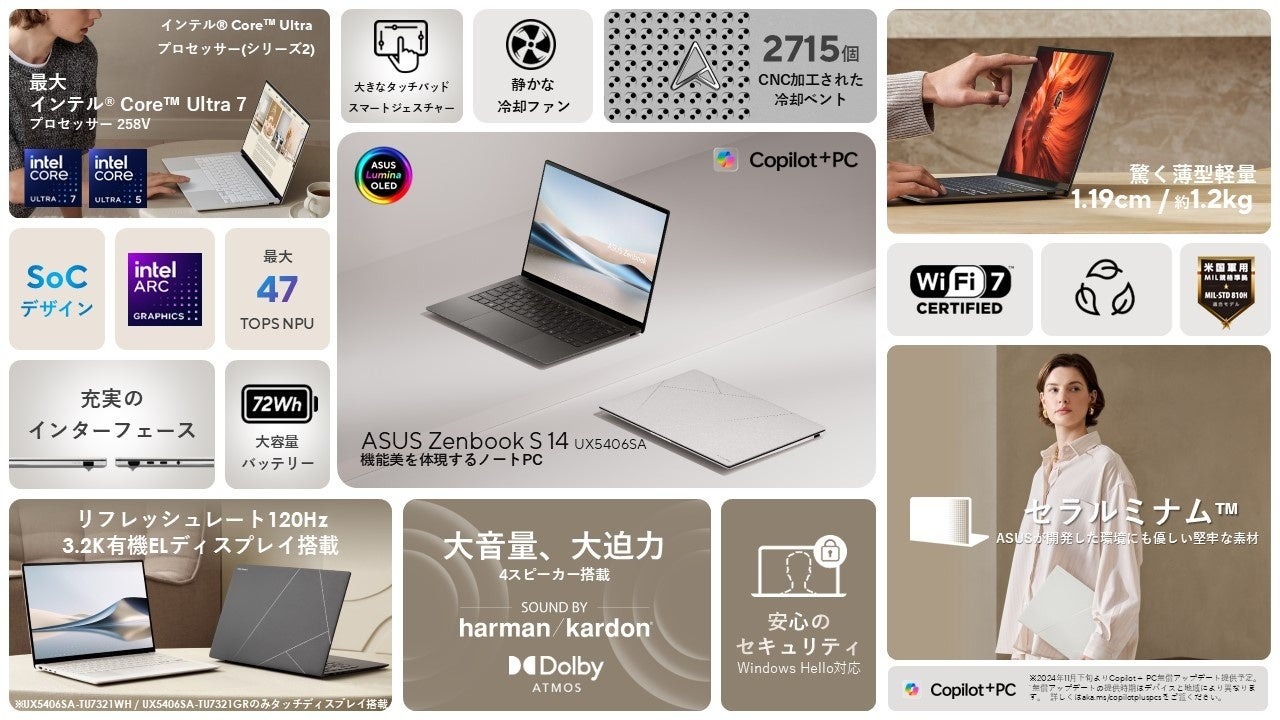 ASUS Zenbook S 14 UX5406SA』予約開始、スペックや価格をわかりやすく紹介 - TikGadget |  ティックガジェットは製品レビュー, お得なセール情報, 最新技術などを分かりやすくお届け！